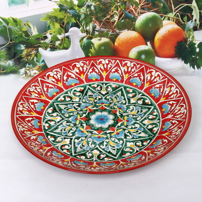 Ляган плоский 42см Qora galam Риштанская Керамика