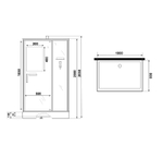 Душевая кабина Niagara Standart ST100/80/15Q/BL/BK (100х80х200) прямоугольник,поддон 15см,распашная,проф.черный,без крыши,3 места