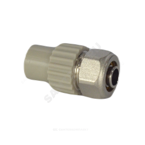 Ниппель PP-R комбинированный серый Дн 20х16 для соединения PPR-PE труб VALFEX 10142016Г