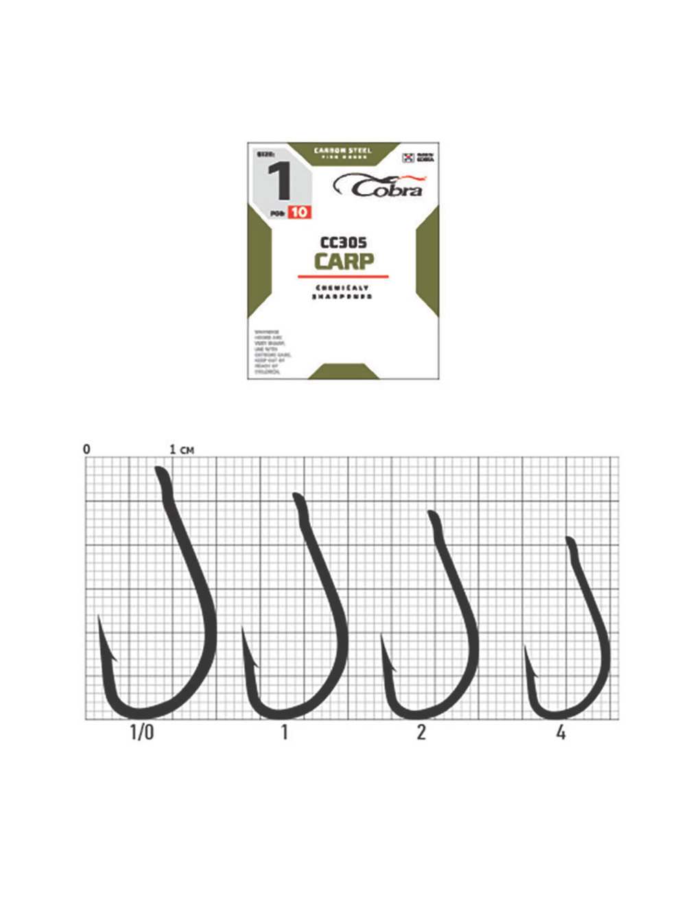 Крючки Cobra CARP KAYO HEAVY серии CC305 размер 004 (упк.10шт.)