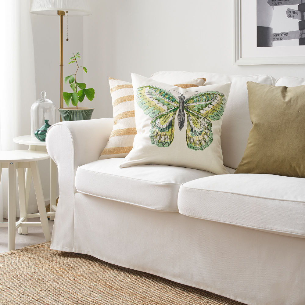 Чехол на подушку IKEA ROTFJARIL (РОТФЬЕРИЛ), Бежевый с рисунком, 50x50 см