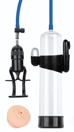 Прозрачная вакуумная вибропомпа Sex Expert с насадкой-вагиной (Цвет: прозрачный)