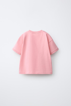 ZARA ФУТБОЛКА С ВЫШИВКОЙ В ВИДЕ РАКУШКИ, ЦВЕТ РОЗОВОГО МЕЛА