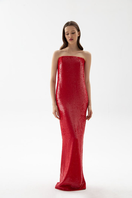 Платье макси корсетное из пайеток