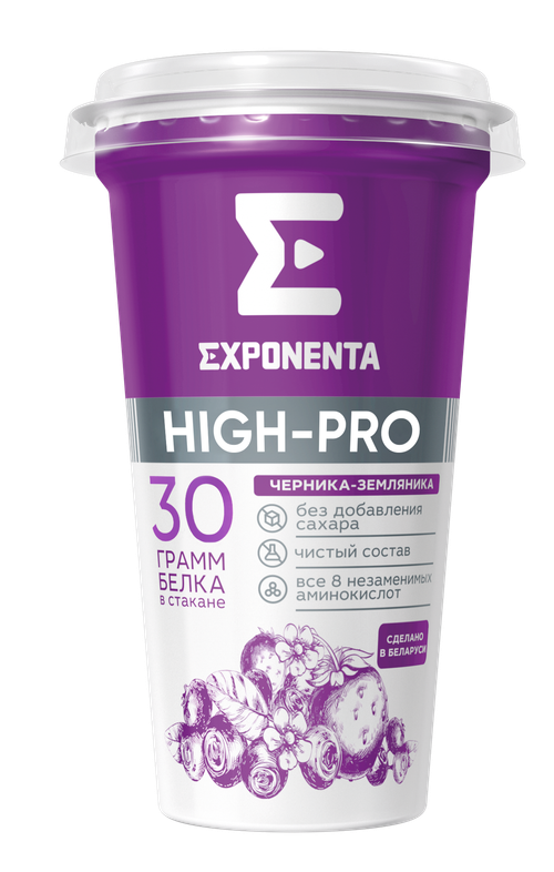 Напиток кисломолочный "Exponenta High-Pro" Черника-земляника обезжиренный 250г