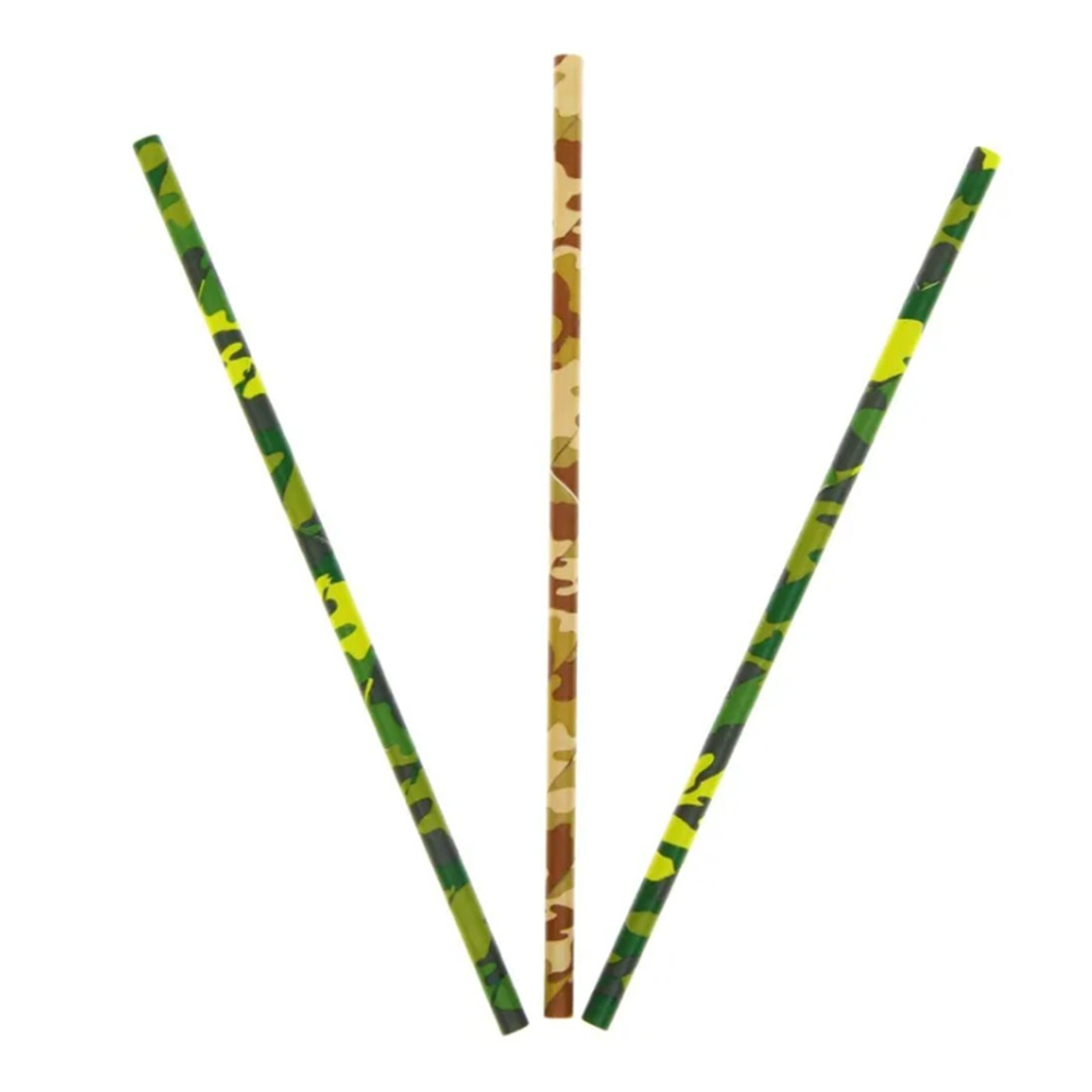 Трубочки бумажные для коктейлей «Камуфляж», 12 шт