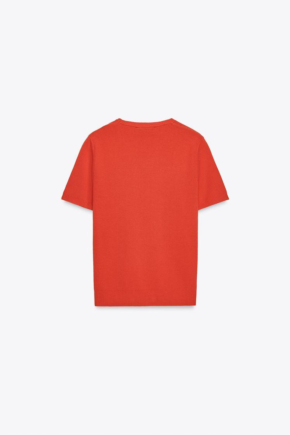 ZARA ОДНОТОННЫЙ ТОП С КОРОТКИМИ РУКАВАМИ, КОРАЛЛОВЫЙ