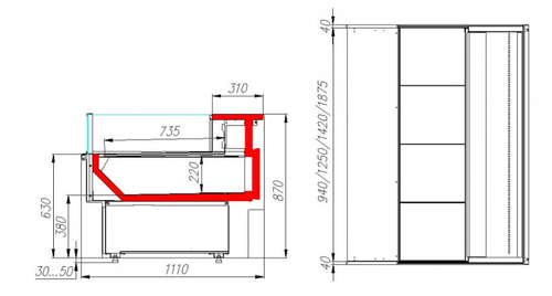 Холодильная витрина CARBOMA ВХСо-1,5 BAVARIA 2 (GC110 SM 1,5-2) без боковин