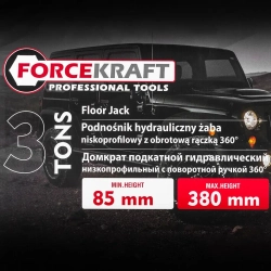 Домкрат подкатной гидравлический 3т низкопрофильный с поворотной ручкой FORCEKRAFT FK-T825010