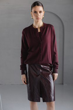 Кардиган из вискозы с шерстью бордовый