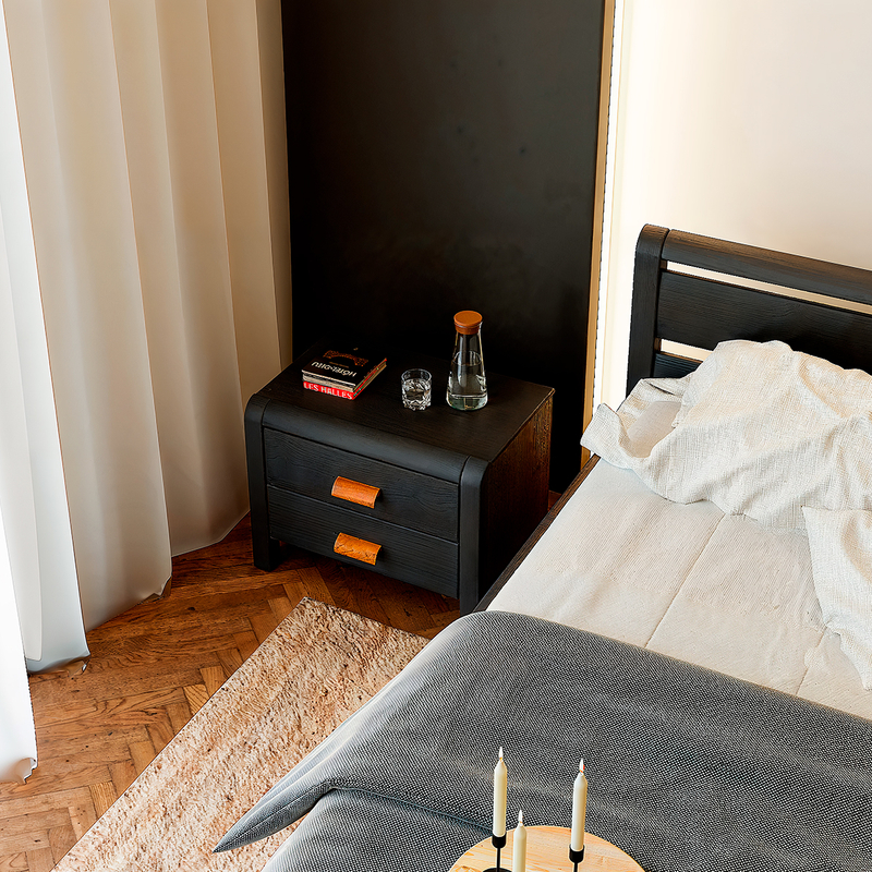 Тумба прикроватная, 55х39х47, Мадейра, напольная, с ящиками, деревянная, серая, Dipriz