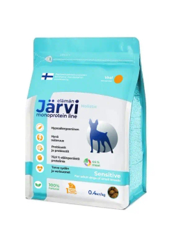 Jarvi сухой монопротеиновый полнорационный корм для взрослых собак мелких пород с чув. пищеварением, Телятина, 400г