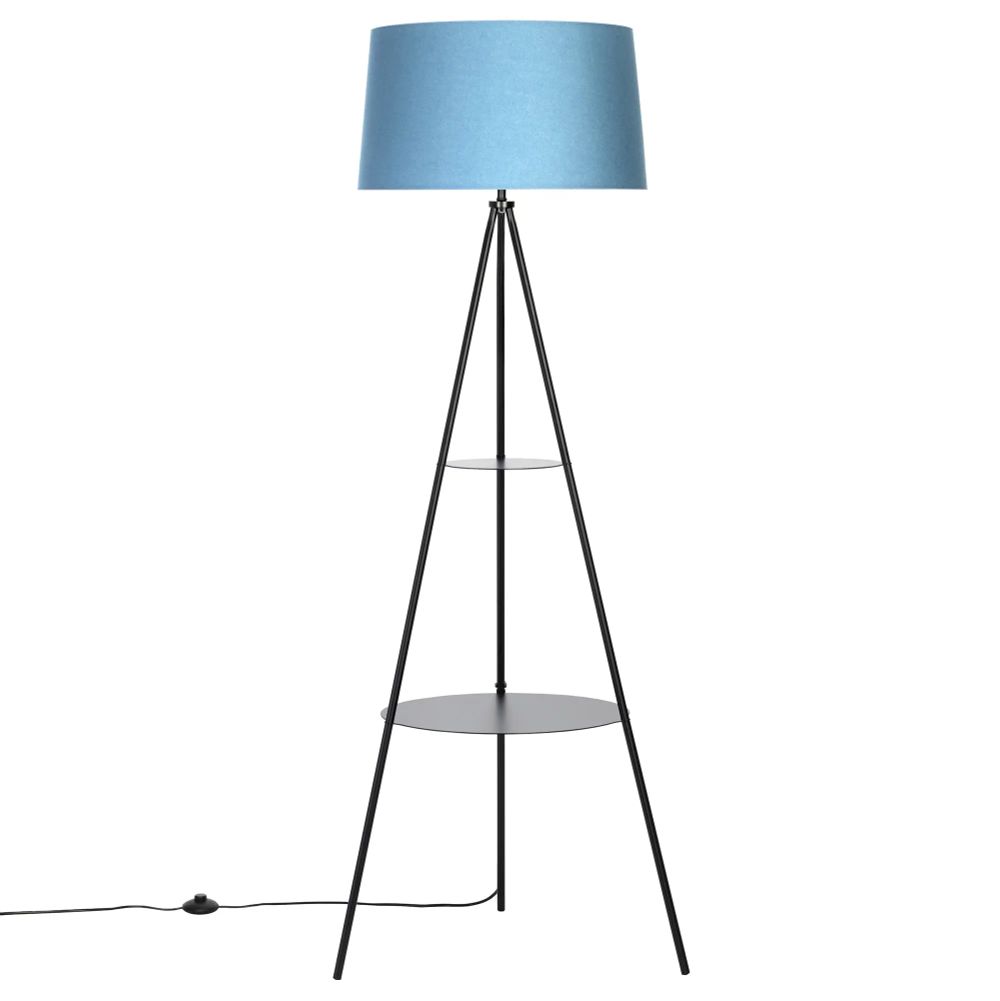 Citilux Рейнер CL806023 Торшер чёрный со столиком и синим абажуром