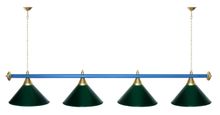 Лампа STARTBILLIARDS 4 пл. (плафоны зеленые,штанга зеленая,фурнитура золото)