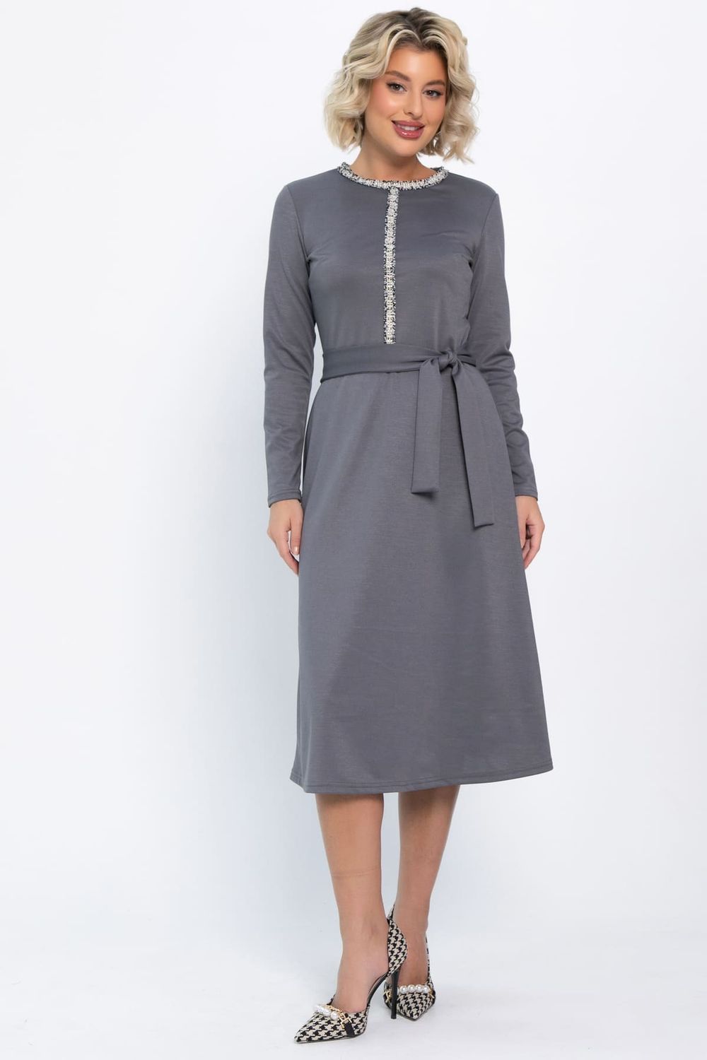 Платье трикотажное Парижанка (серое) П14786-10М LT Collection