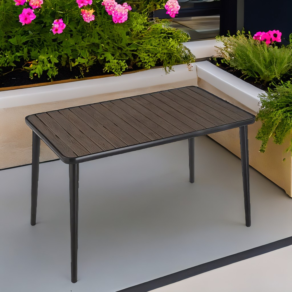 Алюминиевый прямоугольный стол  120*70 ПОЛИВУД-5 "POLYWOOD-5" цвет каштан арт.1029