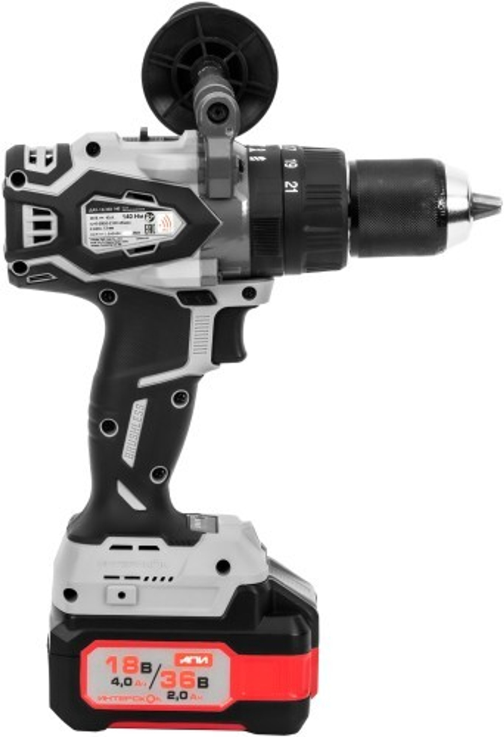 Дрель-шуруповерт аккумуляторная ИНТЕРСКОЛ ДАУ-13/36В 140 (кейс, 2 АКБ 2,0Ач, ЗУ) 852.2.2.70