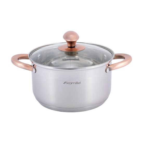 Набор кастрюль 8 предметов Kamille KM 4937 (1,5 л; 2 л; 3 л; 5 л.) из нержавеющей стали с ручками под медь