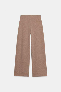 ZARA БРЮКИ ИЗ САРЖИ С ПУГОВИЦАМИ, СВЕТЛО-КОРИЧНЕВЫЙ