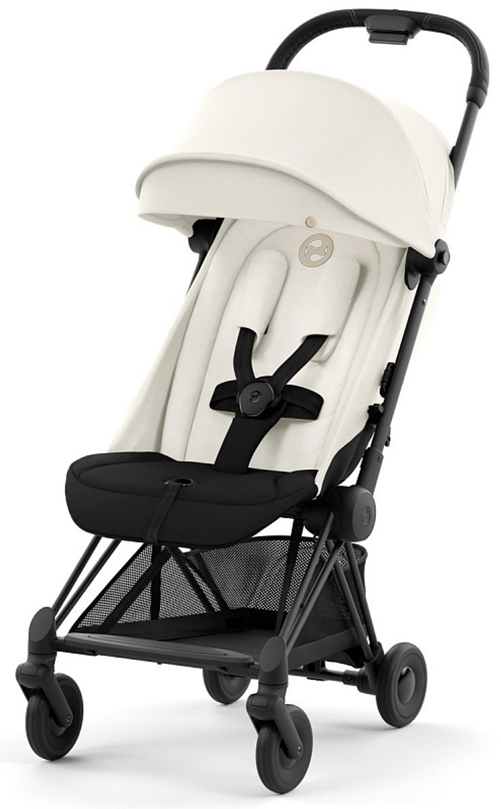 Коляска Cybex Coya Matt Black Frame Cloud G i-Size Lava Grey 2 в 1 Off White с дождевиком и бампером
