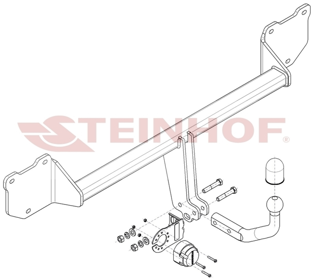 Фаркоп Steinhof M-282 для Mini Cooper Countryman S/SD R60 2010-2017, Mini Cooper Paceman 2WD R61 2012-2016(паспорт и сертификат в комплекте)(без электрики)