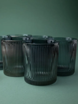 Набор ребристых бокалов для виски, 350 мл. 6 шт. черные