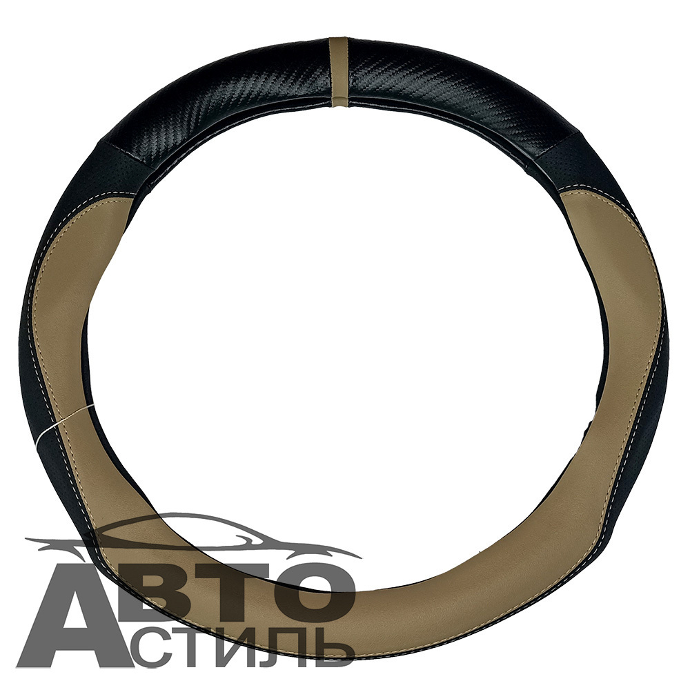 Оплетка на руль круглая Coolpart MAXIMAL (37*38) к/з черный/беж A  K20BL-BG