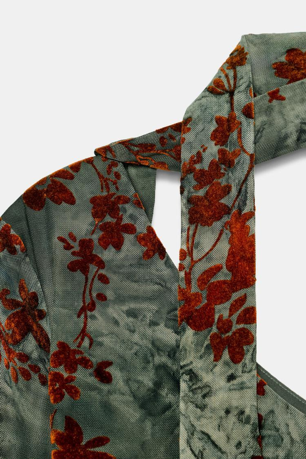 ZARA АСИММЕТРИЧНЫЙ ТОП ИЗ БАРХАТИСТОЙ ТКАНИ, ТЕМНО-БИРЮЗОВЫЙ