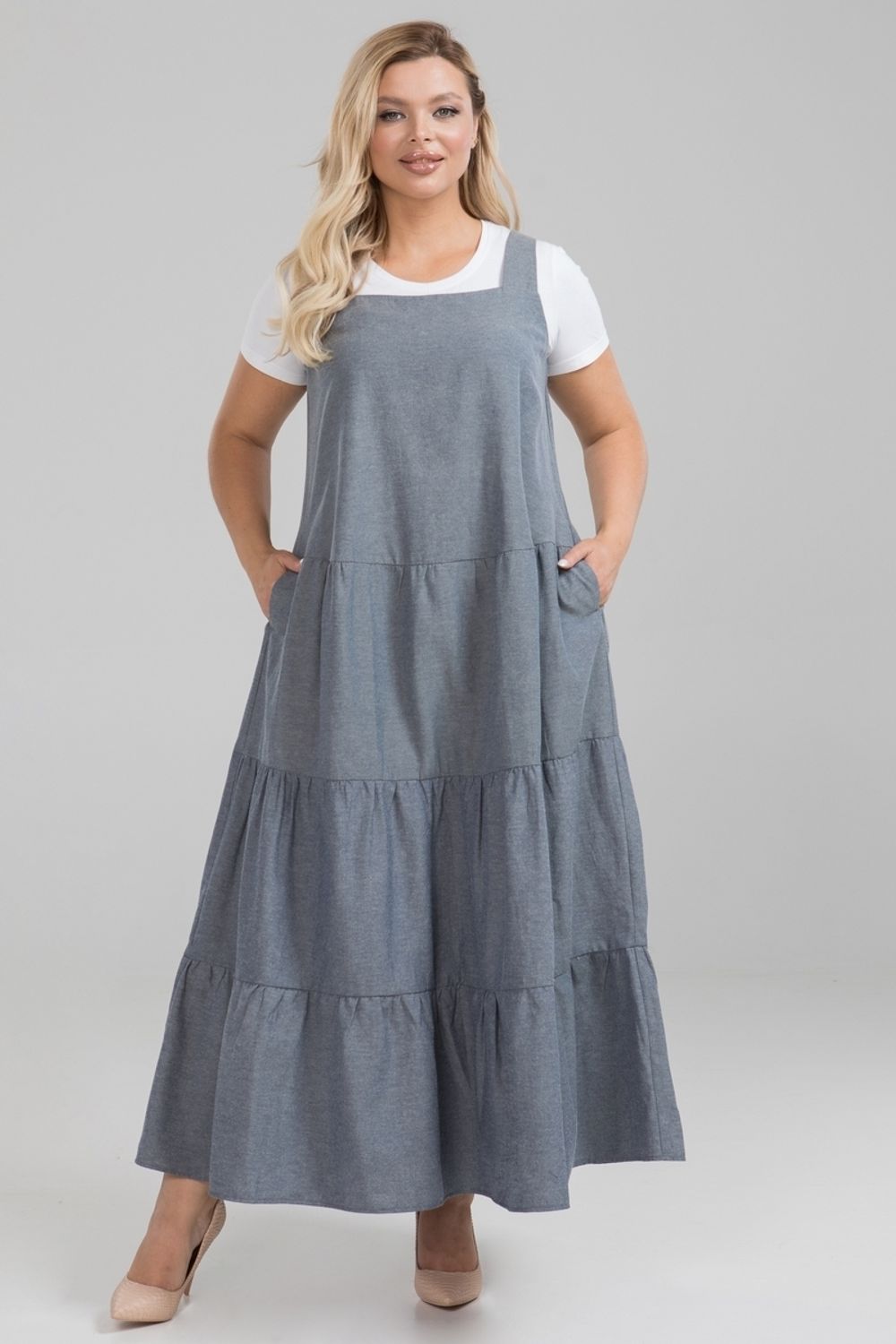 Сарафан 1251 серый Novita (Акция)