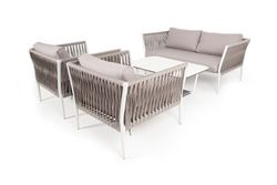 "Касабланка" лаунж-зона плетеная из роупа 4-местная, цвет серо-коричневый