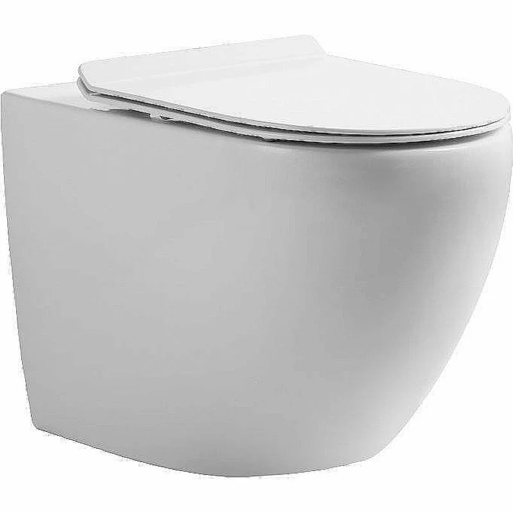 Унитаз подвесной Orange CI07-150W+APB200 безободковый, с крышкой микролифт, с инсталляцией, белый/кнопка хром