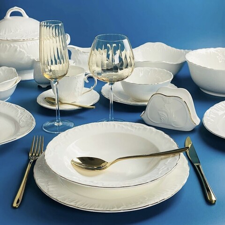 Lenardi 305-088 Обеденный сервиз 60пр. АВРОРА ЗОЛОТО в под.уп.(х0.5)Фарфор