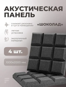 Акустический поролон Шоколад 30х1000х2000 мм, 4 шт / Шумоизоляция / Звукоизоляция для стен