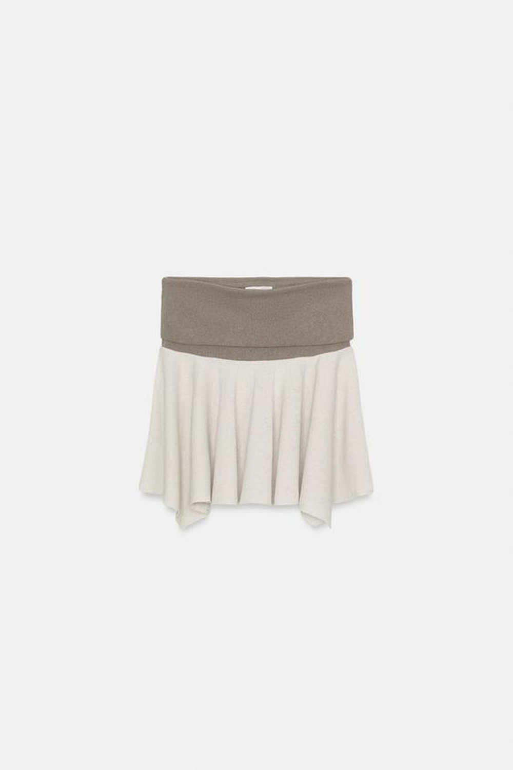 ZARA МИНИ-ЮБКА В СЕЛЬСКОМ СТИЛЕ С КОНТРАСТНЫМИ ДЕТАЛЯМИ, ЭКРЮ/БЕЖЕВЫЙ