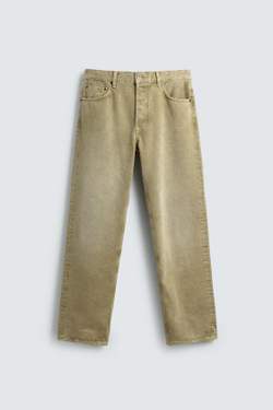 ZARA ДЖИНСЫ STRAIGHT FIT, СВЕТЛЫЙ ХАКИ