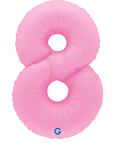Шар (40''/102 см) Цифра, 8, Розовая Сакура, Матовый, 1 шт.
