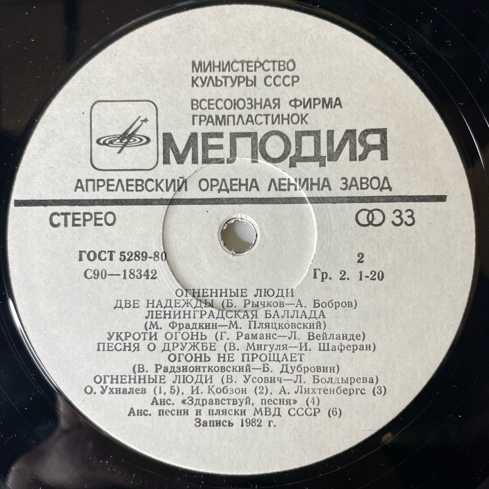 Винтажная виниловая пластинка LP Сборник Огненные Люди Пожарная Охрана (СССР 1982)