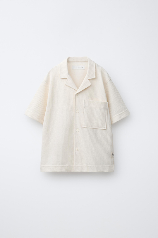 ZARA РУБАШКА С КОРОТКИМИ РУКАВАМИ, ЭКРЮ