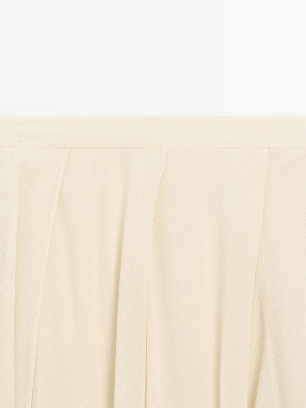 Massimo Dutti Струящаяся юбка миди с оборками, кремовый