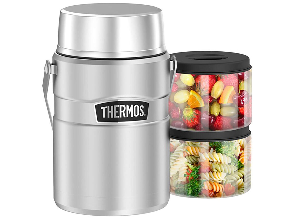 Термоконтейнер для еды THERMOS KING SK-3030 MS Big Boss 1,39L, с двумя ланч-боксами, стальной