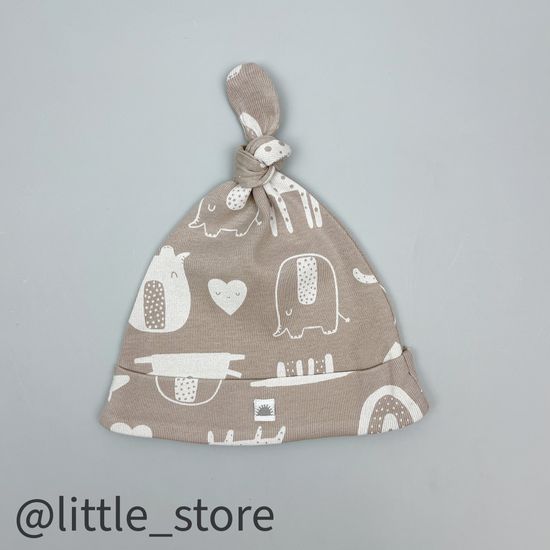 Шапочка однослойная "Любимые зверята" бежевая