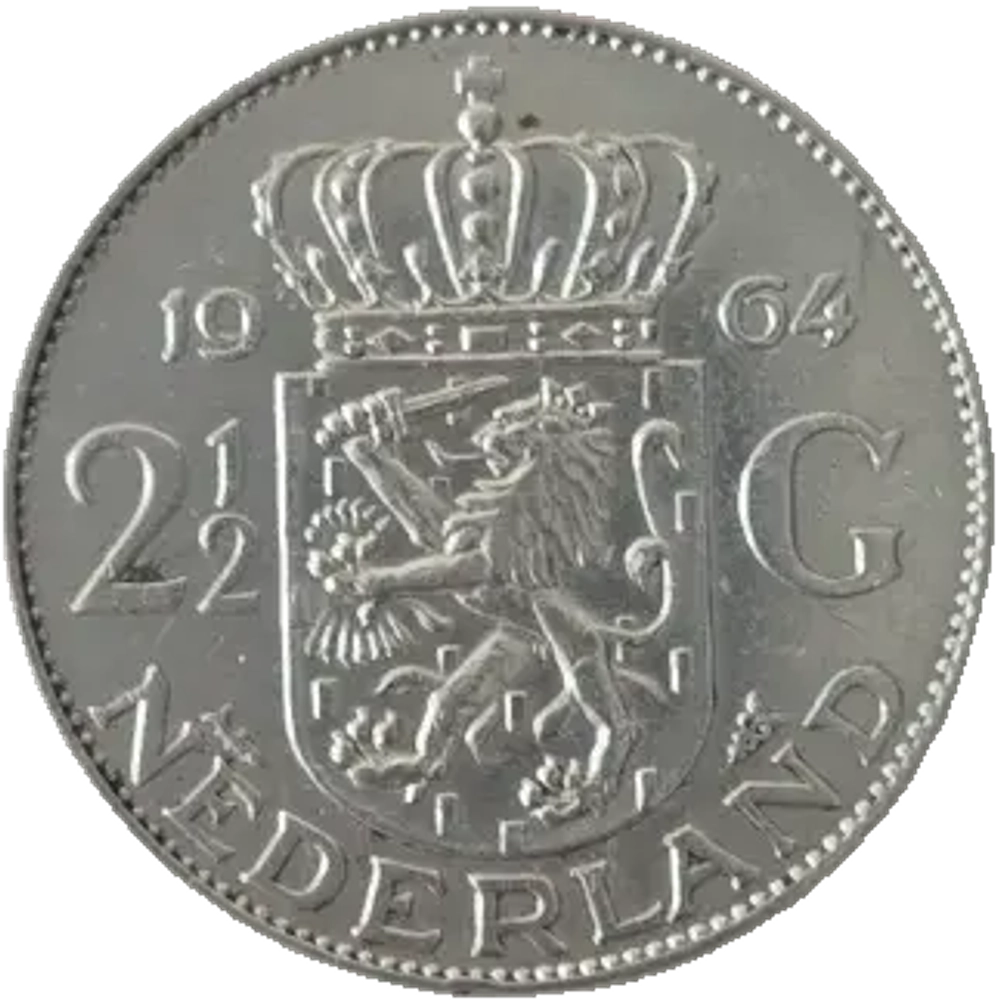 Netherlands, 2½ Gulden, 1964 – Queen Juliana, AU