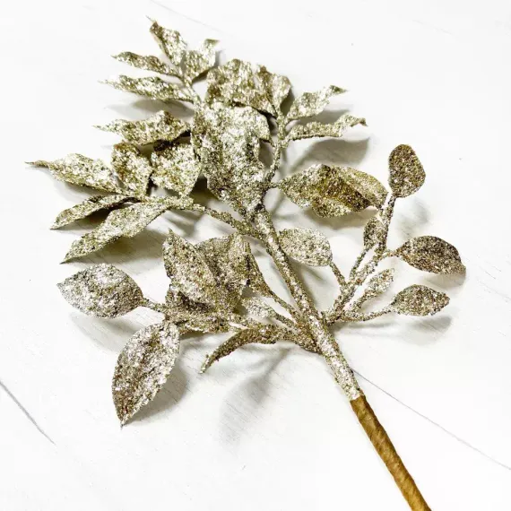 Ветвь с листочками шампань 71 см., Christmas DeLuxe (89516)