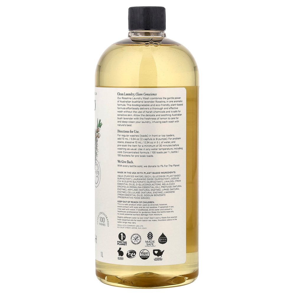 Koala Eco, натуральное средство для стирки, эфирное масло австралийской розалины, 1 л (33,8 жидк. унции)