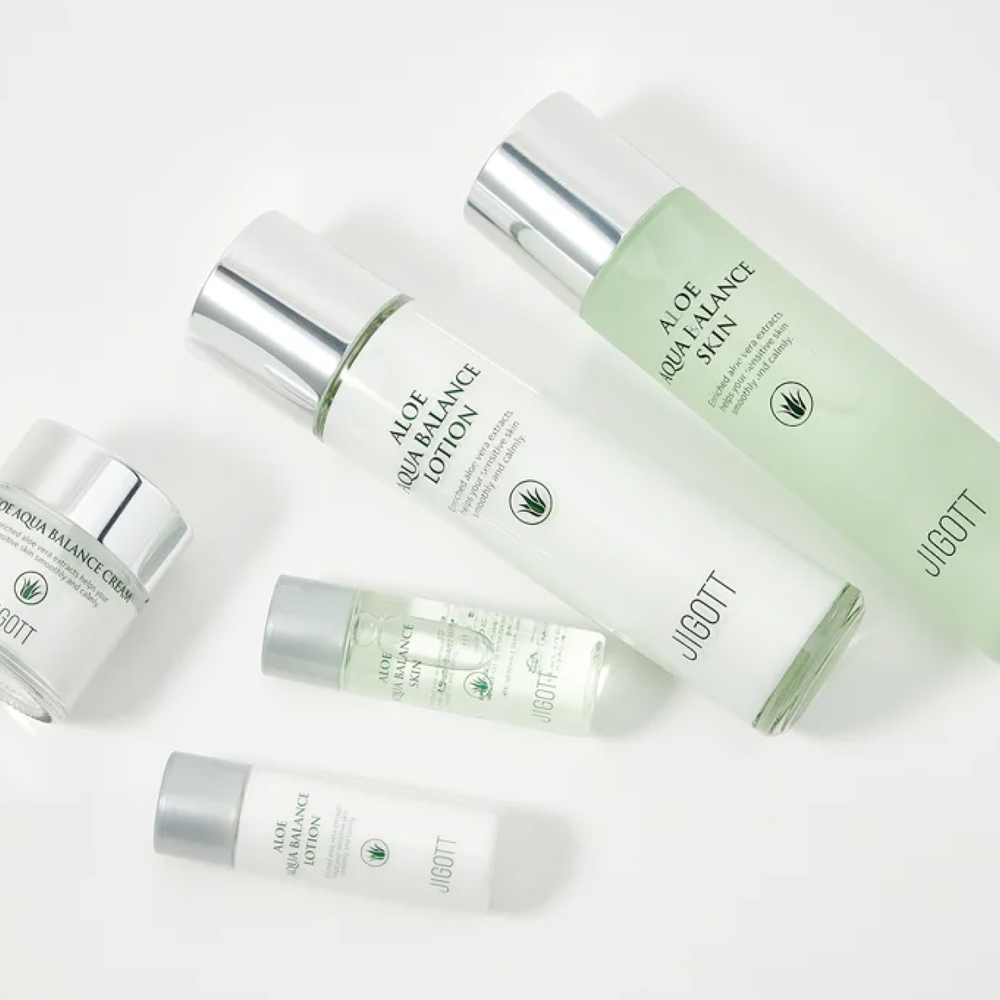 Jigott Набор для лица с экстрактом алоэ / Aloe Aqua Balance Skin Care 3 Set, 150 мл*2, 50 мл, 30 мл*2