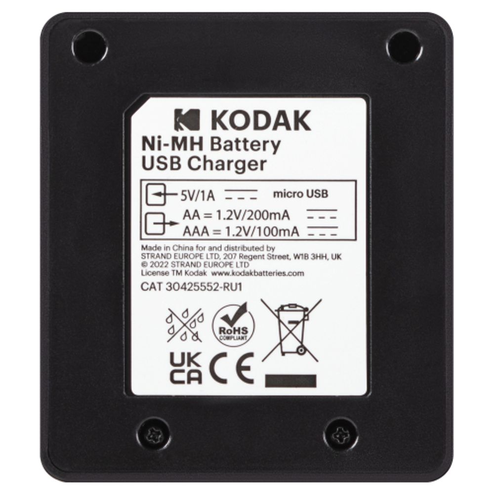 Зарядное устройство для аккумуляторов Kodak USB Overnight charger with 4 x AAA 1100 mAh [K4AA/AAA]