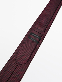 Massimo Dutti Галстук в горошек из 100% чистого шелка, бордовый