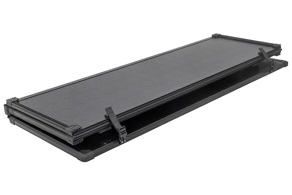 Крышка кузова для Toyota Tundra 2022+, трёхсекционная 2038,3х1797/1730 мм, алюминиевая, черная (6,5 ft) РИФ