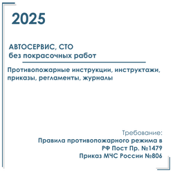 Комплект документов по пожарной безопасности в электронном виде 2025 для автосервиса (без покрасочных работ)