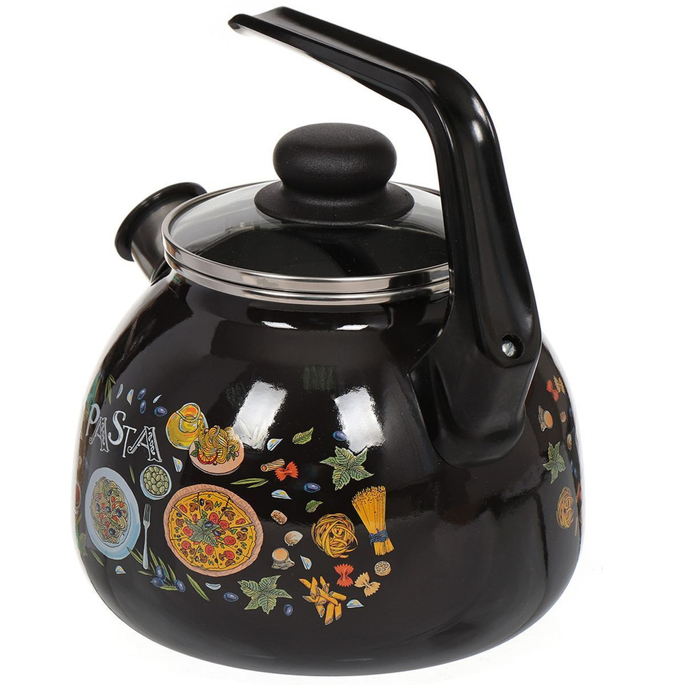 Чайник сталь, эмал, 3 л, свист, руч консоль, СтальЭмаль, Pasta, чер, 4с209я